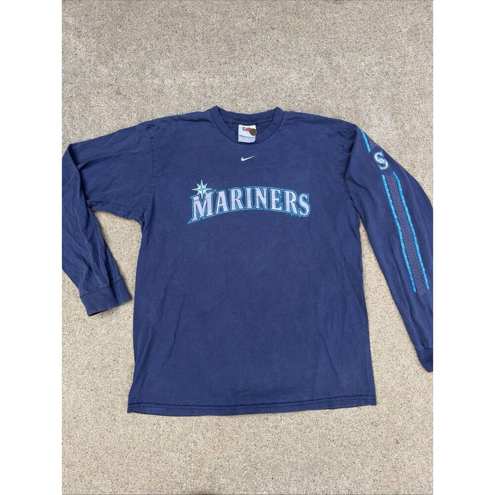 Vintage Nike Team Seattle Mariners Long Sleeve Logo Blue Medium Made In USA